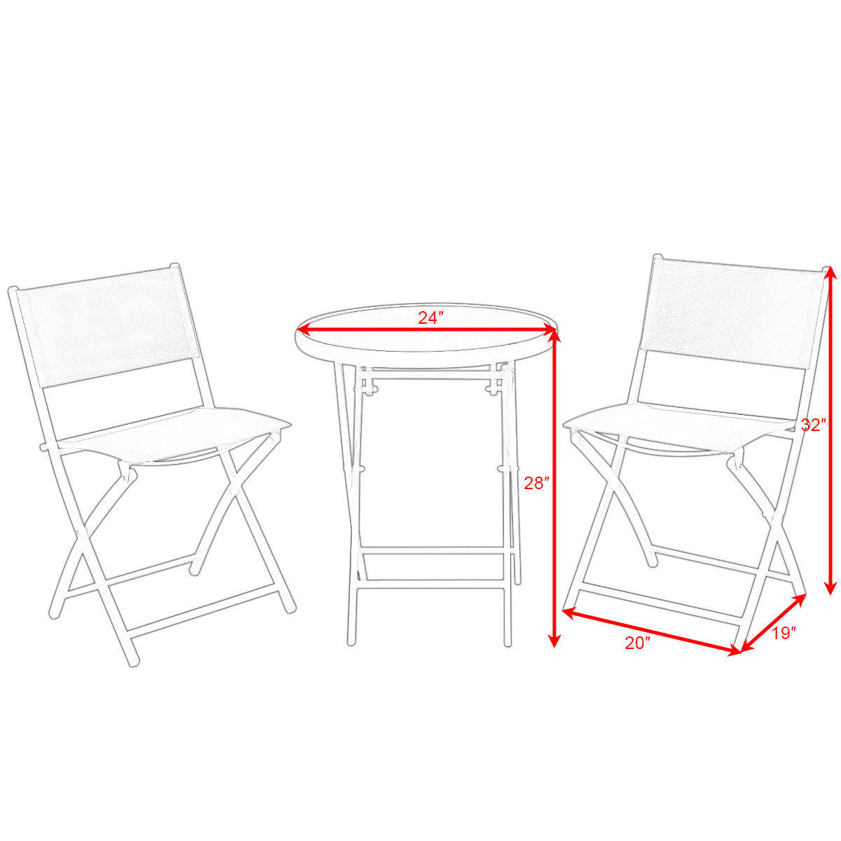 Costway 3 Piece Folding Bistro Garden Backyard Patio Furniture Table Chairs Set