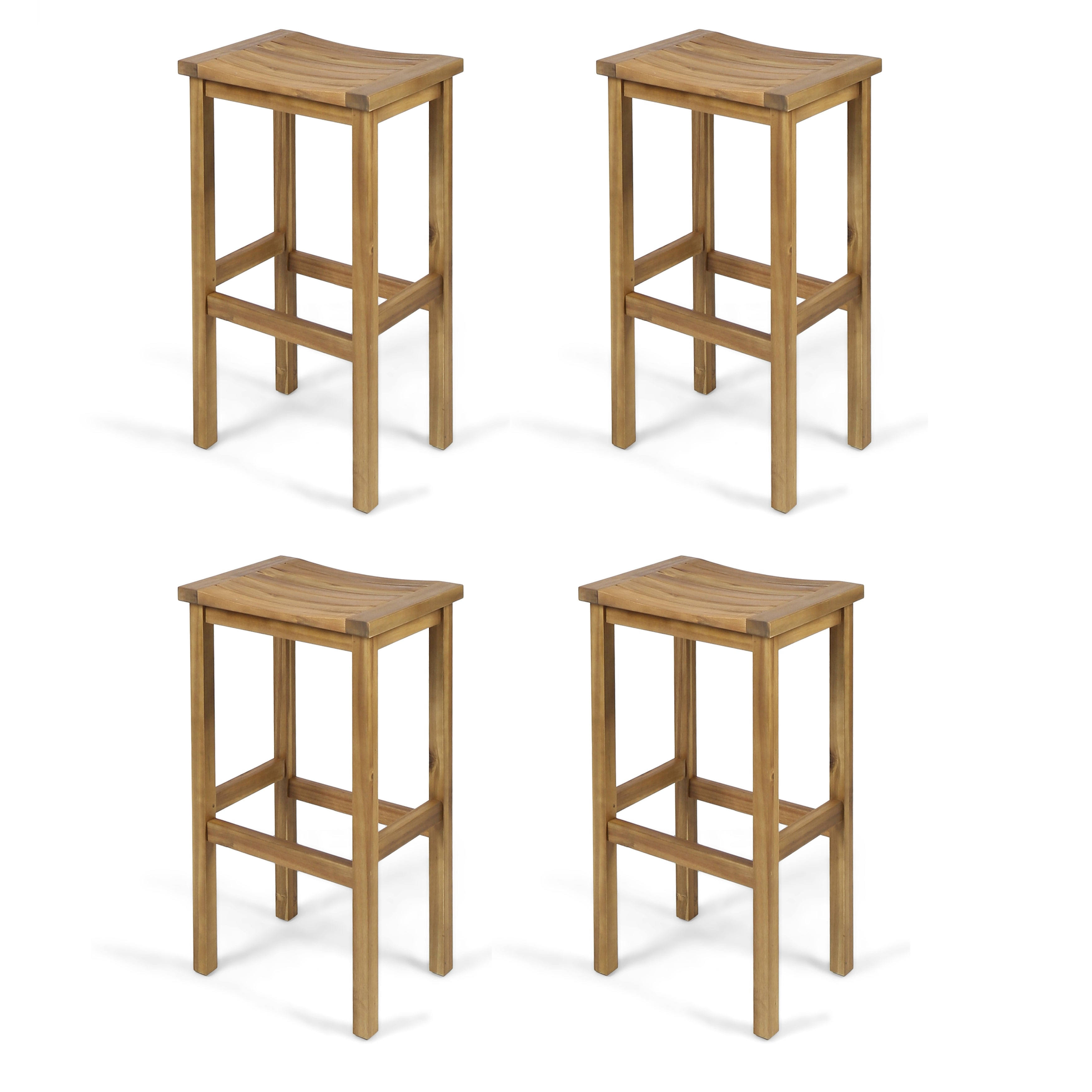 Christopher Knight Home Caribbean Outdoor 30-Inch Acacia Wood Barstool (Set of 4) by Natural Stained