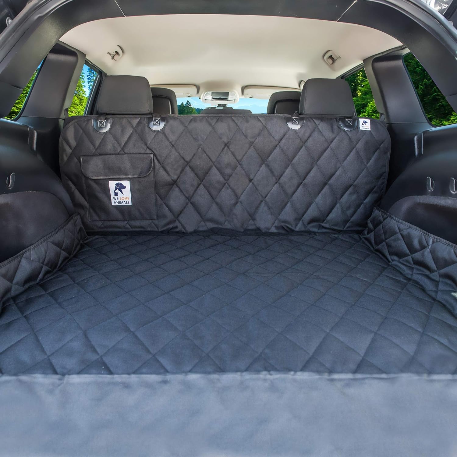 Dog Cargo Liner for SUV, Van, Truck & Jeep - Waterproof, Machine Washable, Nonslip Pet Seat Cover with Bumper Flap will keep your vehicle as clean as ever - XL, Universal Fit - BONUS Carry Bag