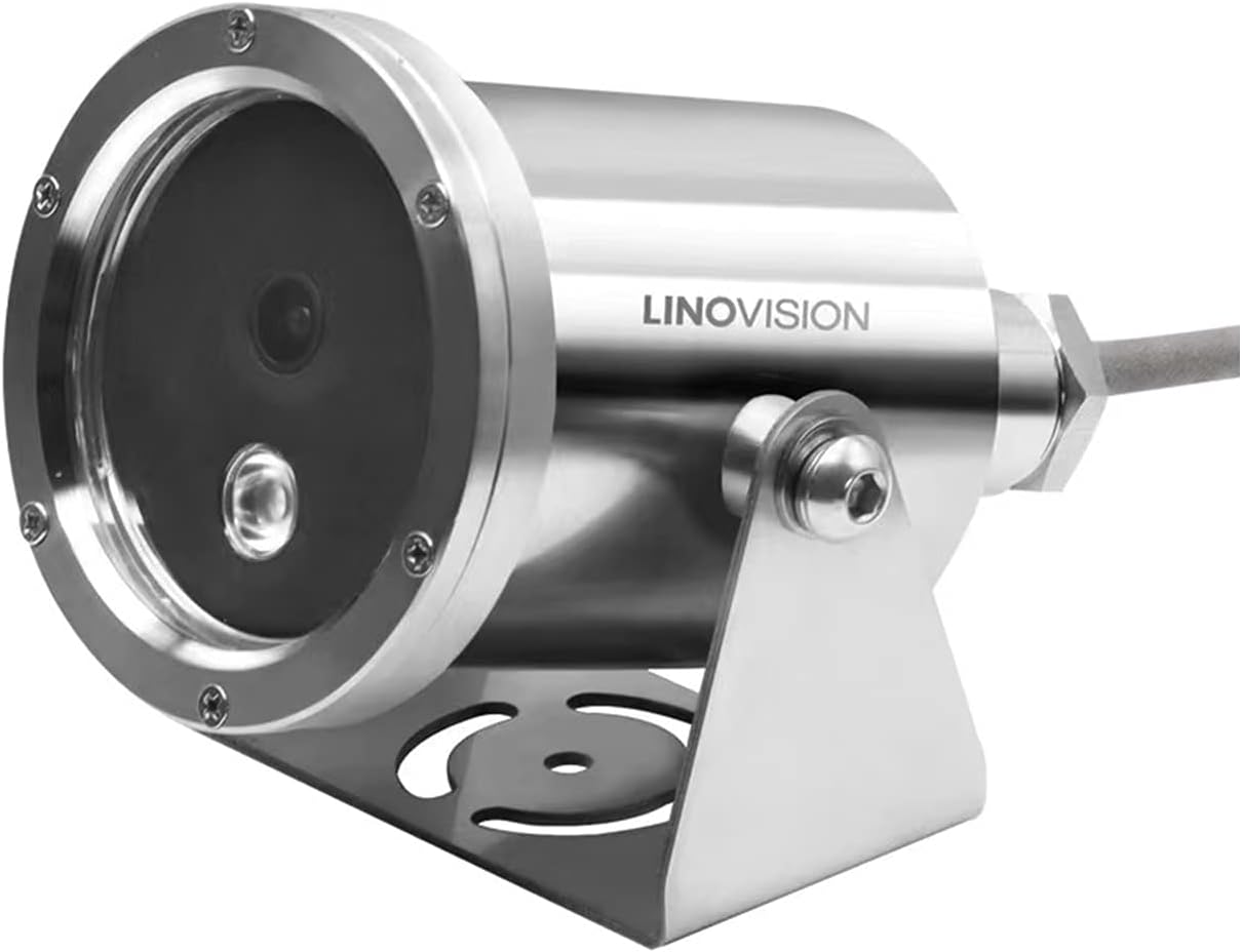 LINOVISION 4K Ultra HD POE IP Underwater Camera with Easy Remote Access, Anti-Corrosion Steel, White Light Illumination, Permanent Underwater Inspection for Aquaculture Farms, Aquariums, Dams