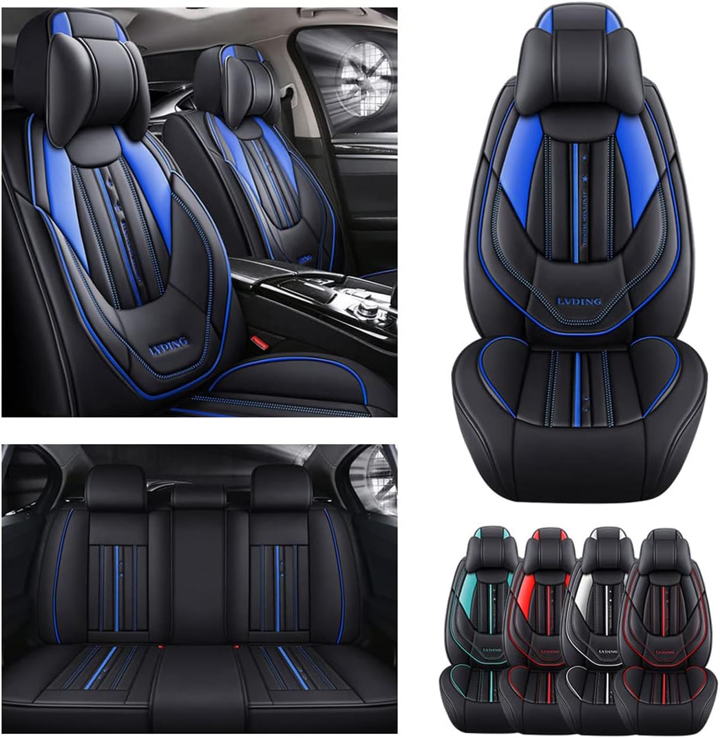 Maizhixing [US Shipping] Car Seat Covers for Honda Front and Rear Seat Protector with Two Headrests Waterproof All Weather Covers 5-Seat MH52 Black Blue
