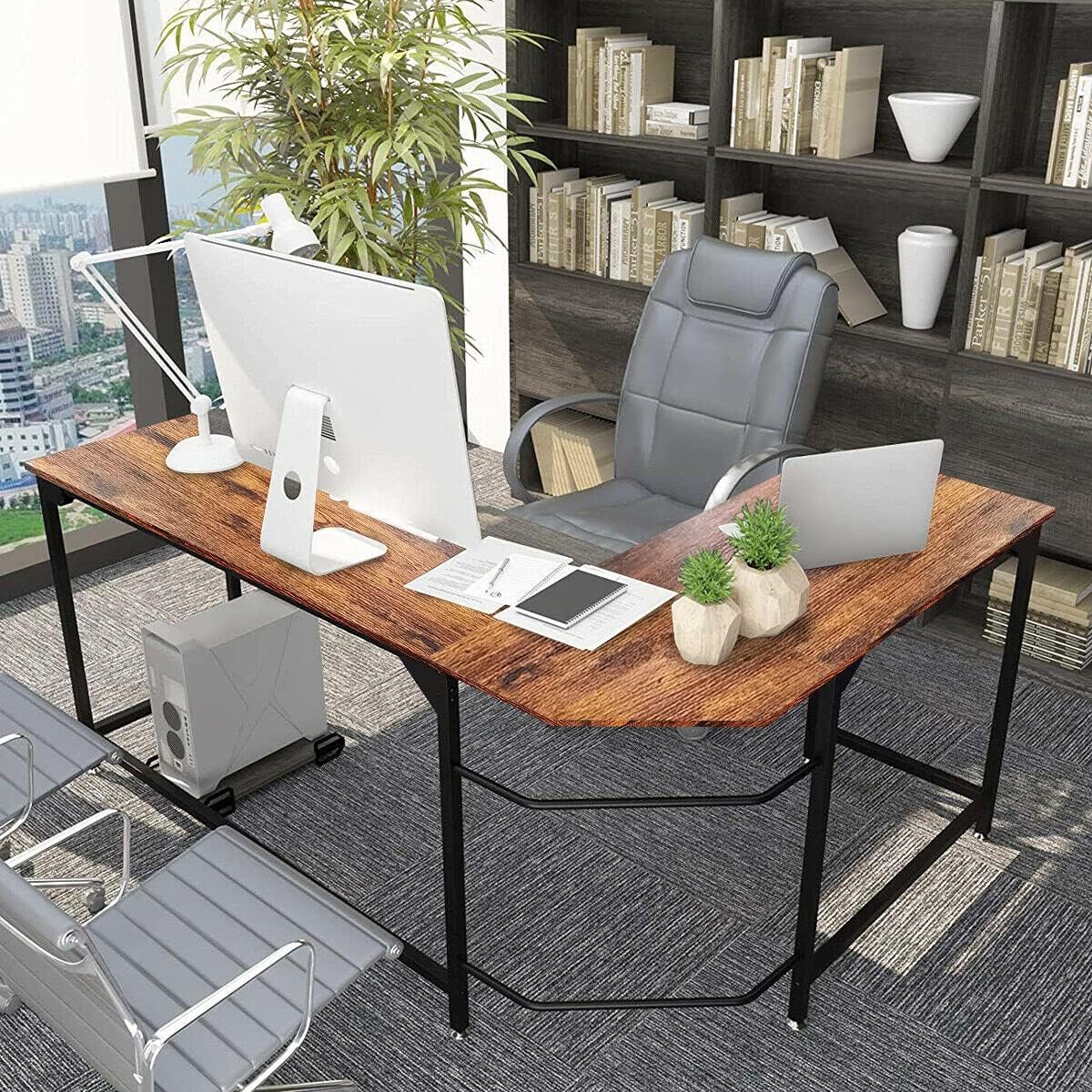 L-Shaped Corner Computer Desk 50.3 inches Corner Desk for Study, Home Office Writing Workstation, Gaming Table, Space-Saving, Easy Assembly, Industrial Design