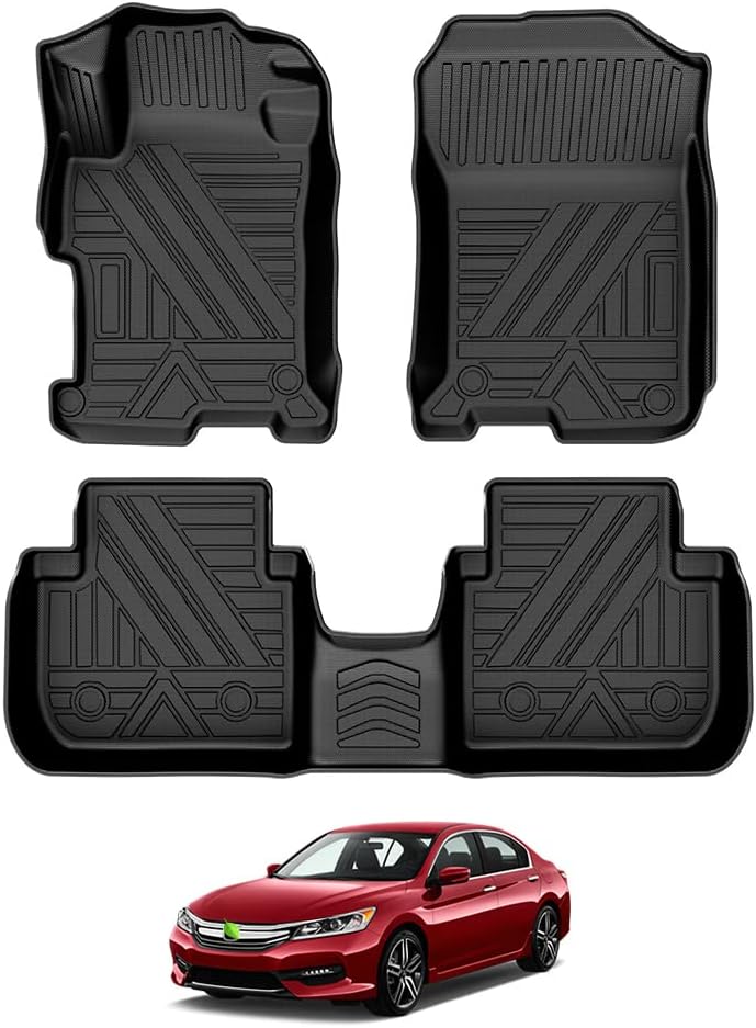T TGBROS Custom Fit for Car Floor Mats Honda Accord 2013-2017 All-Weather Floor Mat Liners Front & Rear Row Full Set Liner Non-Slip TPE Odourless
