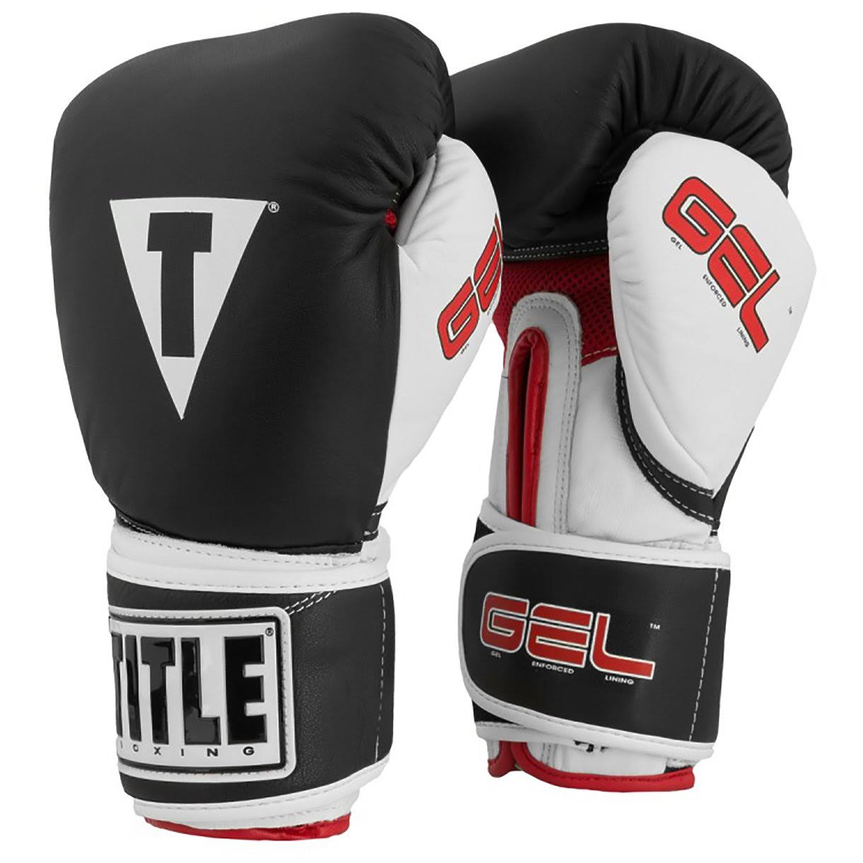 Title Boxing Gel Intense Hook and Loop Training Boxing Gloves - Black/White/Red