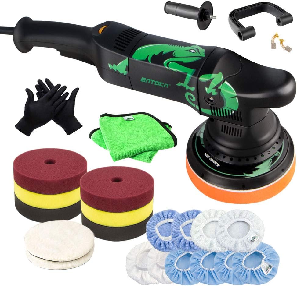 BATOCA Dual Action Polisher, 6 Inches and 700w Random Orbital Car Buffer Polisher, 6 Variable Speed DA Polisher with Foam/Wool Pads, Polish Bonnet, Microfiber Towels for Waxing,Buffing,Polishing