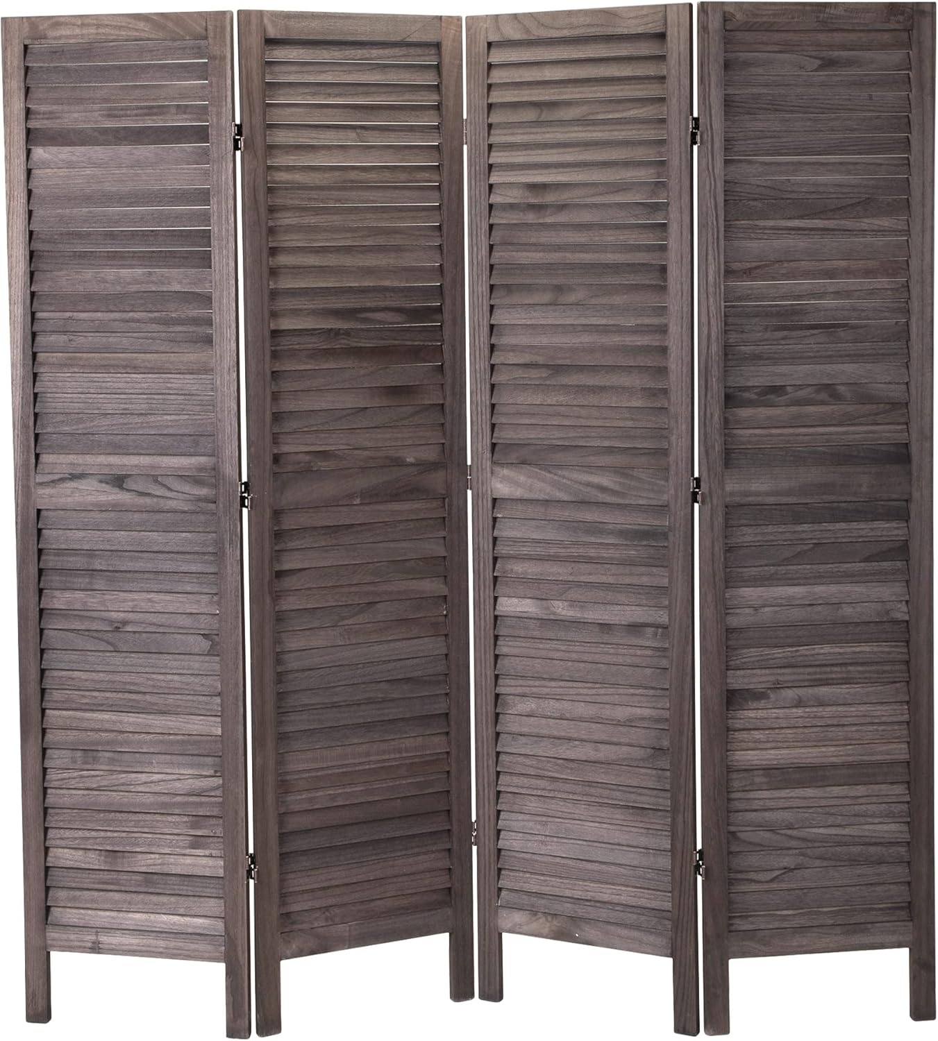 JAXPETY 4 Panel Wood Louvered Room Divider, 5.6 Ft Tall Oriental Folding Freestanding Privacy Screen Room Dividers for Home, Office, Bedroom (White)