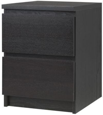 IKEA 2 Drawer Dresser Nightstand (Black-Brown)