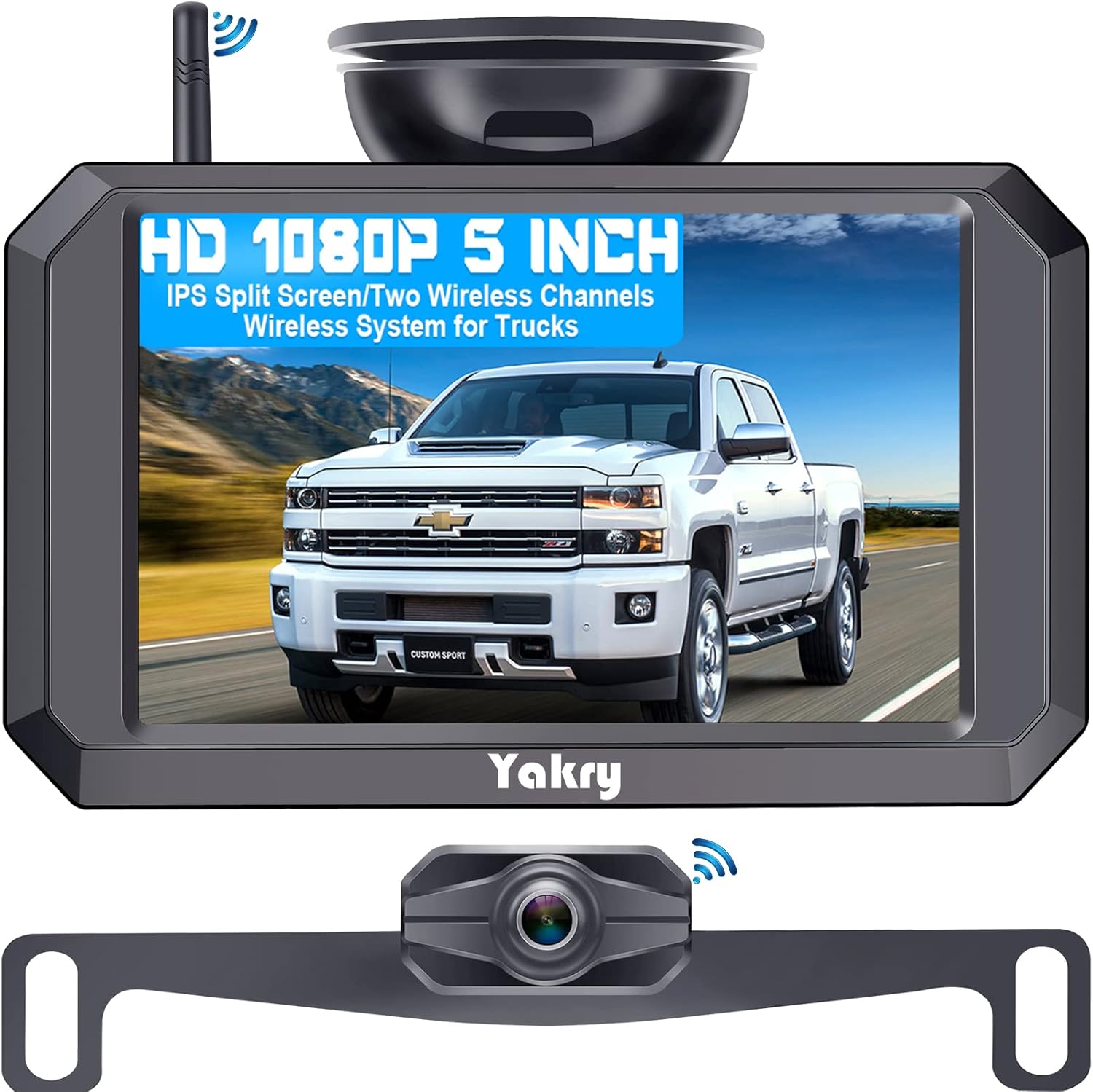 Wireless Backup Camera HD 1080P with 5“ Monitor Hitch Rear View Camera for Trucks,Camper,Car,SUV Super Night Vision Easy Installation Second Wireless RV Camera Available Yakry Y24