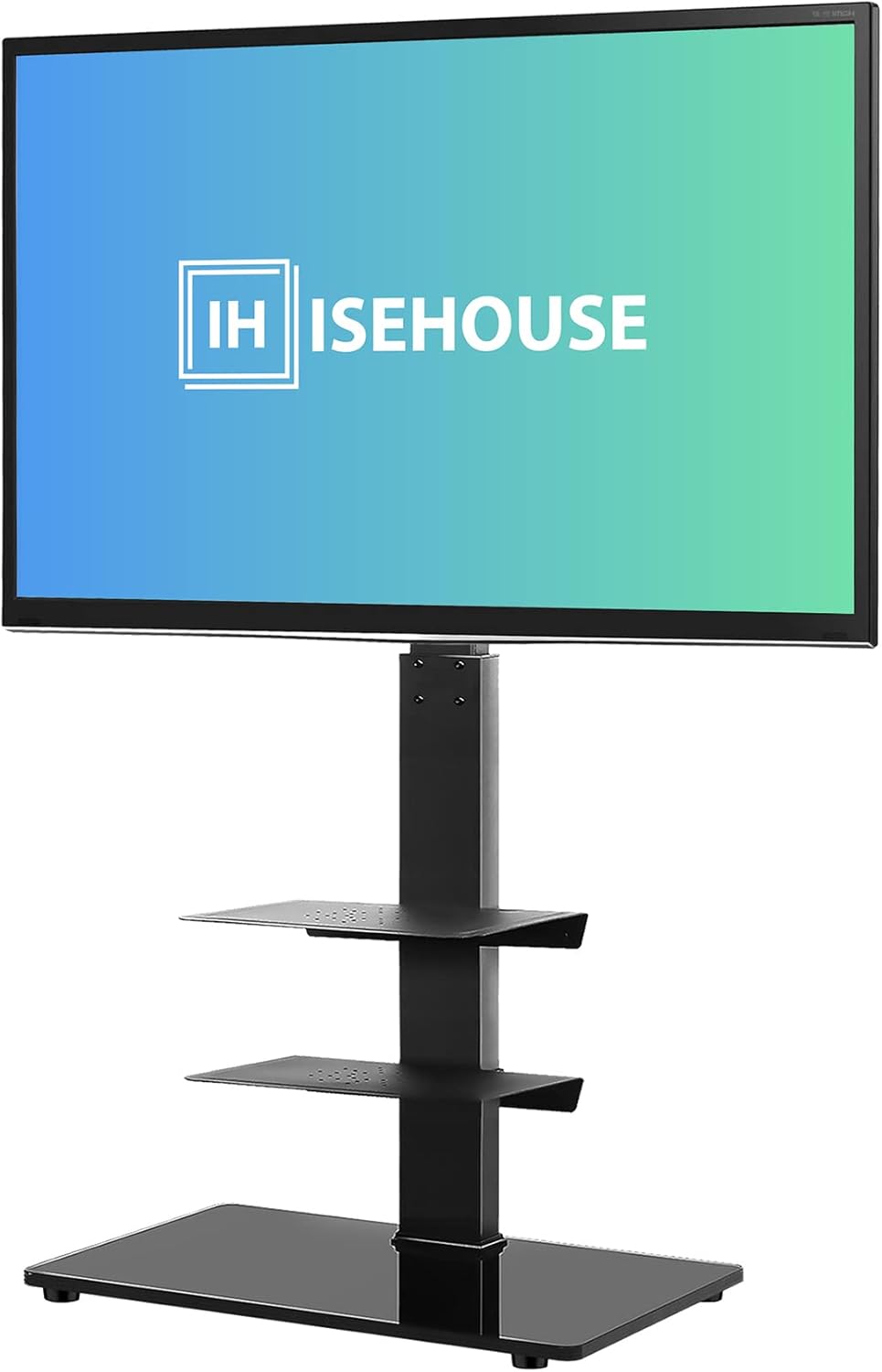 ISE House Tall Corner TV Floor Stands with Mount for Most TVs up to 65 Inches Swivel TV Mount Stand with Height Adjustable Shelves,Black