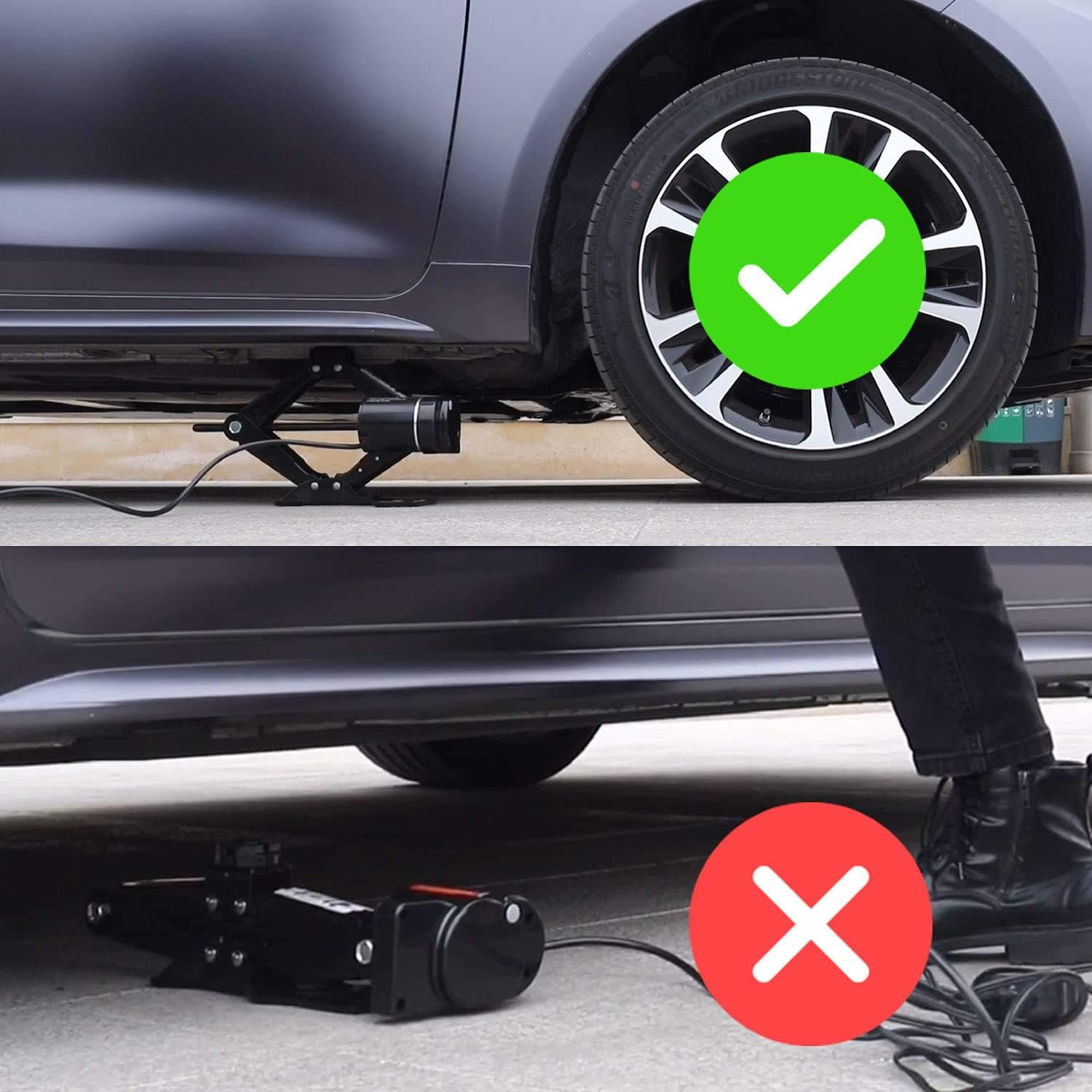 Trihelper Car Jack Electric Jack - 12V Car Scissor Jack for 2 Ton Vehicle Electric Quick Car Lift for Tire Change and Road Emergencies (Black)