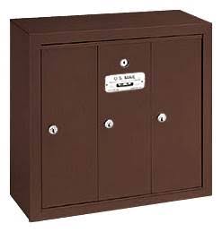 Salsbury 3503ZSU Vertical Mailbox with 3 Doors - Surface Mounted - USPS Access Bronze