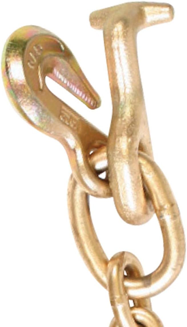 VULCAN Johnstown Tow Chain with 15 Inch Forged J Hook and T Hook - Grade 70 Chain - 6 Foot - 4,700 Pound Safe Working Load Pack of 2