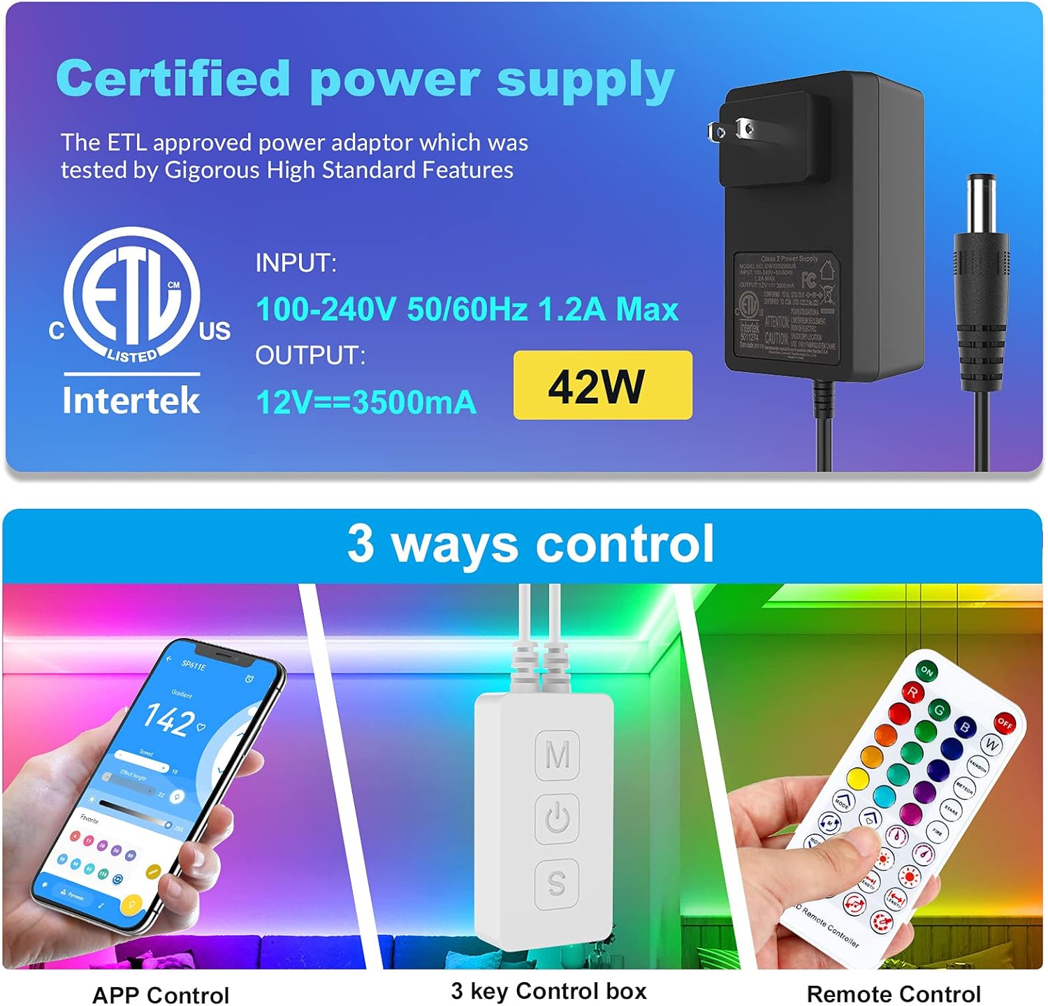 65.6ft Dream Lights Led Strip Lights, 142 Chasing Effects Chasing Led Lights Strip with Remote, APP Controlled Strip Lighting Sync with Music for Bedroom Pack of 2