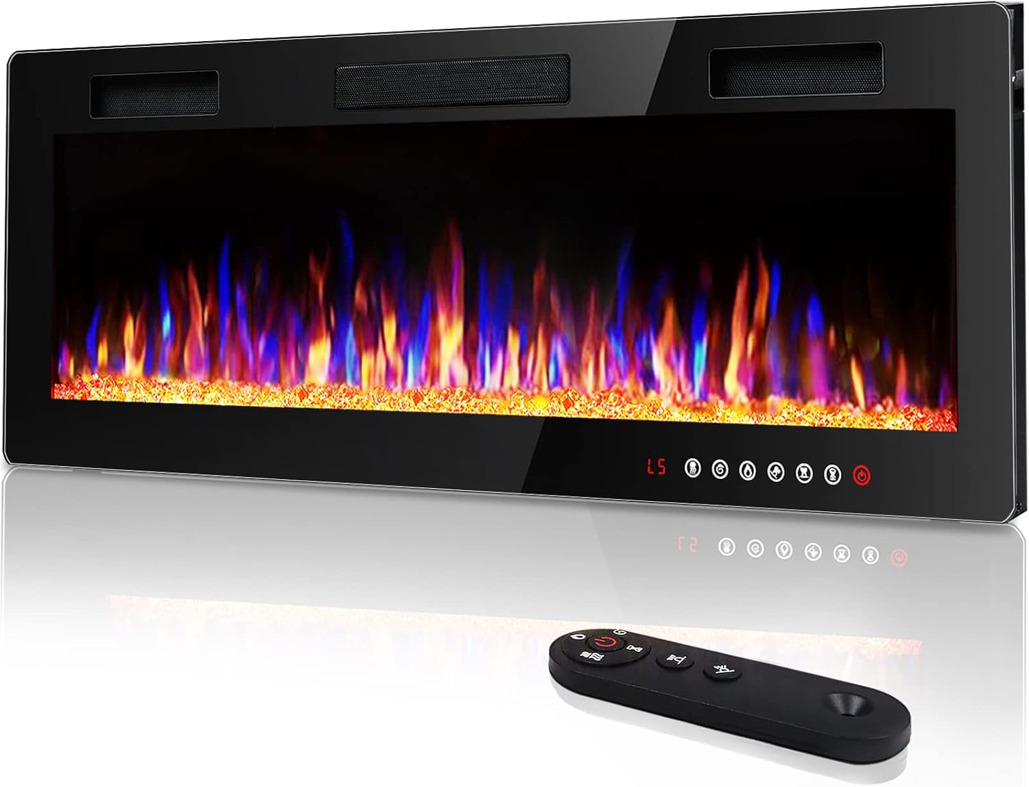 Vitesse 60 inch Ultra-Thin Electric Fireplace in-Wall Recessed and Wall Mounted Fireplace Heater,Linear Fireplace with Multicolor Flame,Timer,Low Noise,750/1500W,Touch Screen & Remote Control(60&rsquo;&rsquo;)
