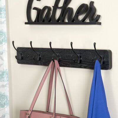 Kinsman 5 - Hook Wall Mounted Coat Rack Three Posts Color: Black