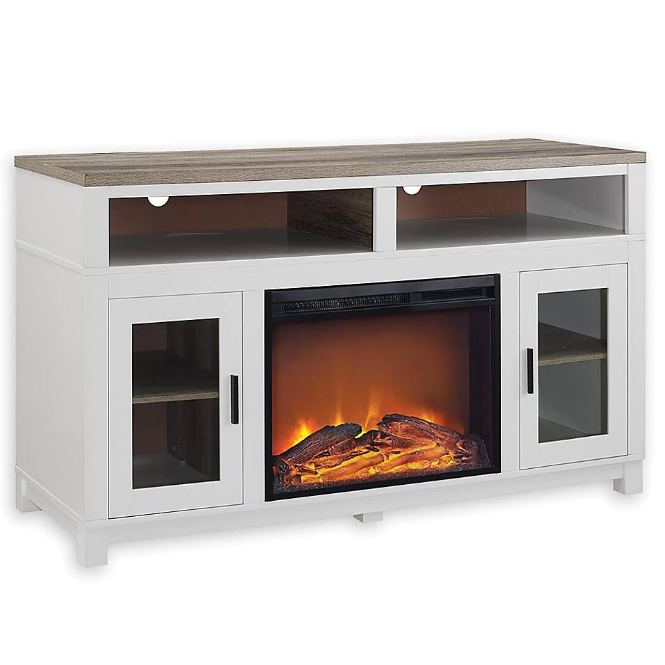 Ameriwood Home Kadin Electric Fireplace TV Stand in White