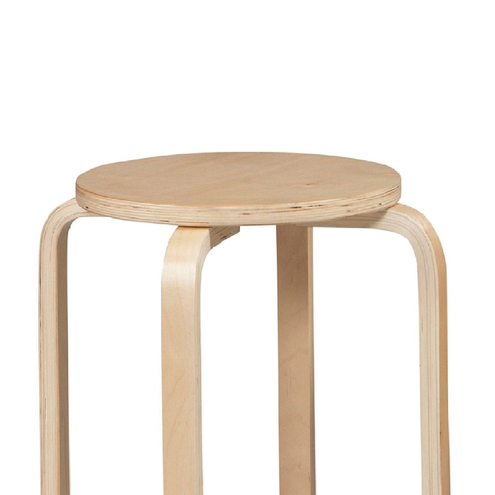 Round Wooden Stackable Stool with Straight Legs Set of 4 Beige BM16678