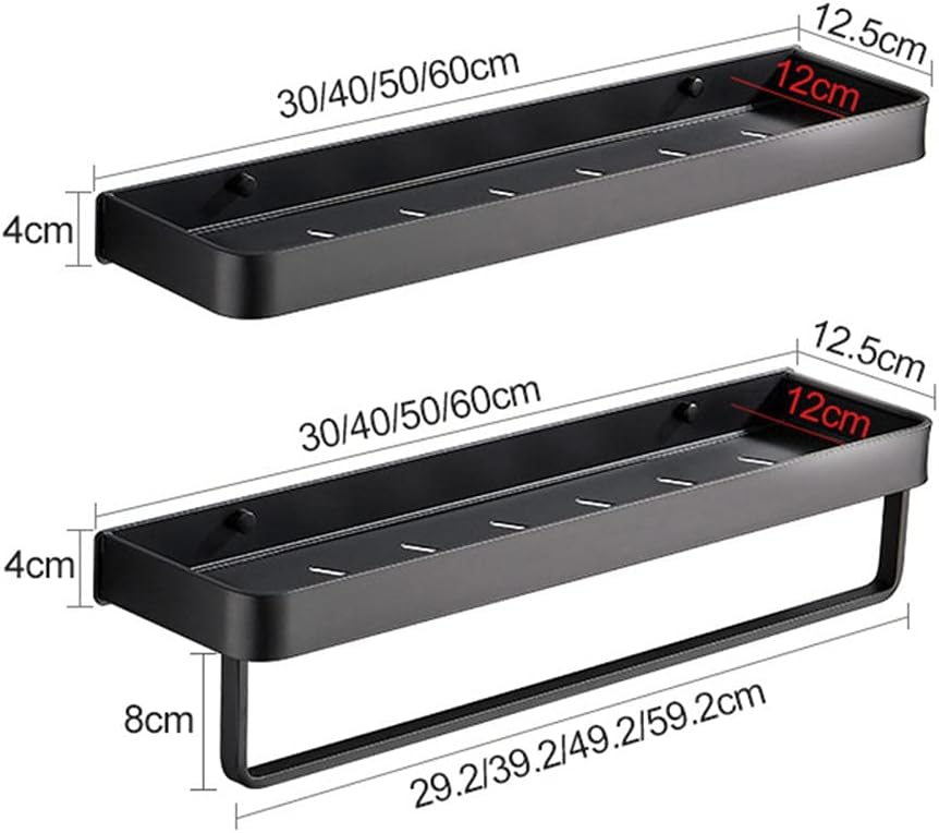 Shower Caddie Black Shower Organizer No Drilling Bathroom Shelf Self-Adhesive Wall Mounted space aluminum for kitchen bathroom-A1 floor 50cm Pack of 2