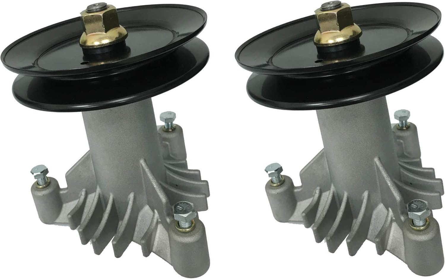 Raisman Pack of 2 Complete Sets Spindle Mandrel Assembly Compatible with 130794/532130794 with 2 Pulleys Compatible with 129861 153535 173436 and Mounting Bolts in Tapped Holes Pack of 2