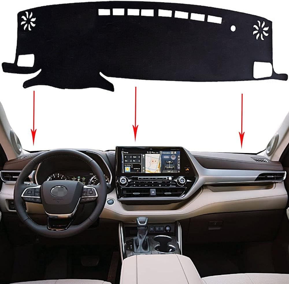 XHQ Dashboard Cover Mat Carpet Car Dash Board Interior Accessories for Toyota Highlander 4th Generation 2021 2022 Reduces Glare Eliminates Cracking Protect The Interior（NOT HUD Style）