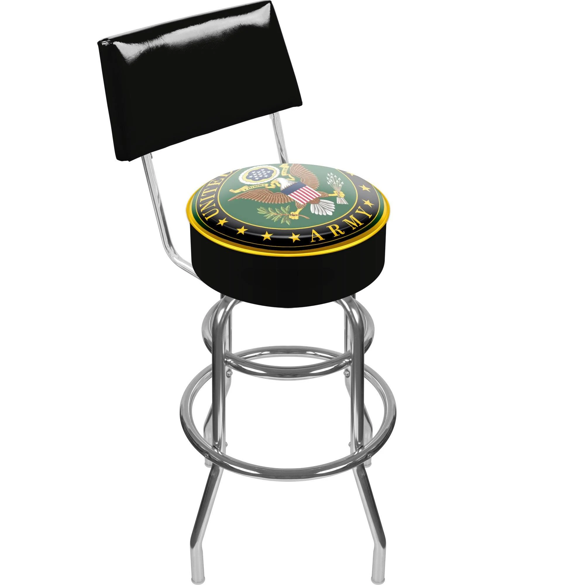 Trademark Army Padded Swivel Bar Stool with Back