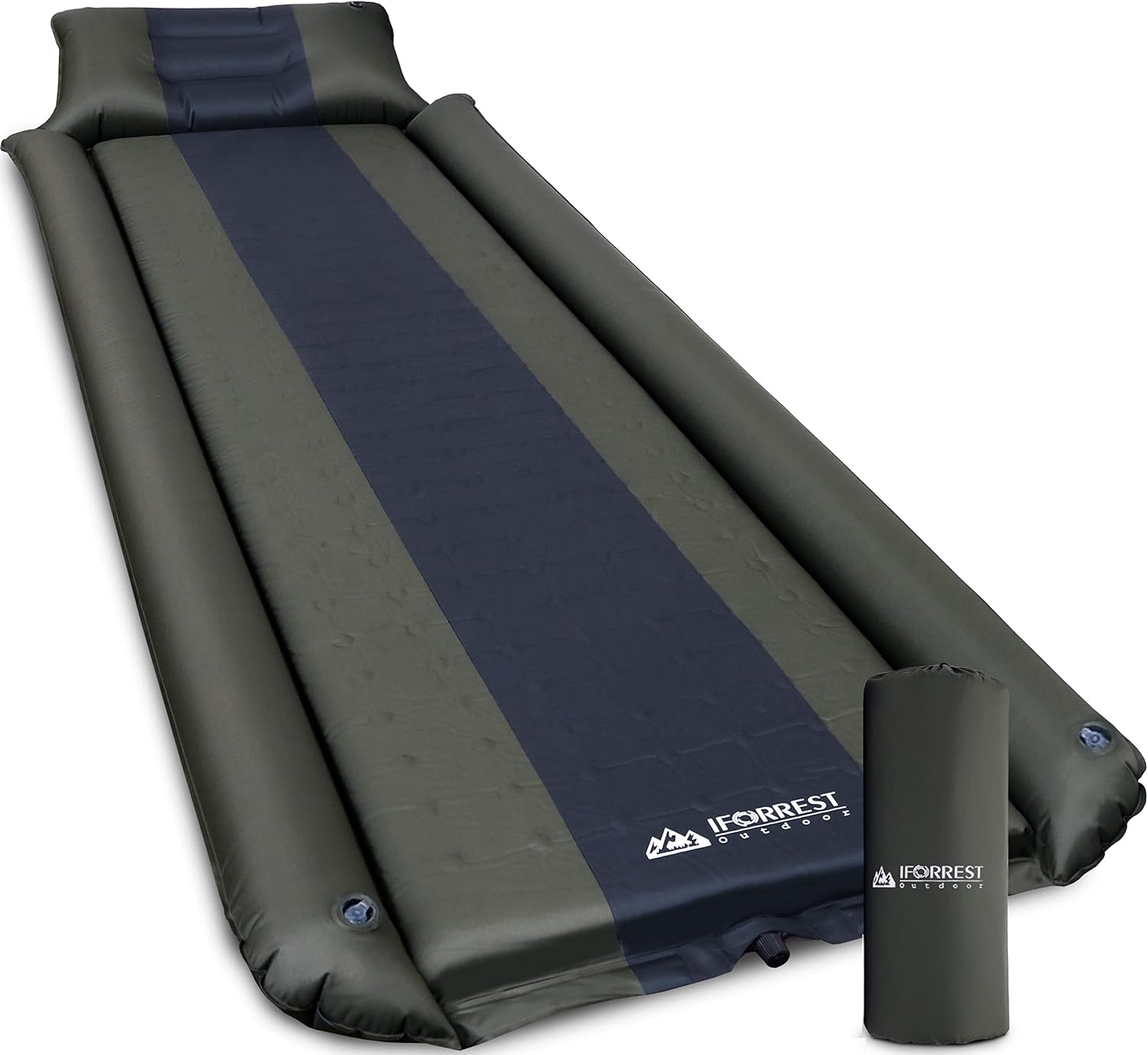IFORREST Sleeping Pad w/Armrest & Pillow - Self-Inflating Camping Mattress - Rollover Protection - Best Cot Mats - Ultra-Comfortable Backpacking Air Mattress(L/XL)