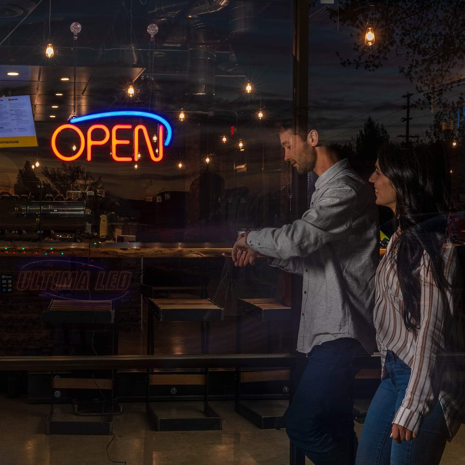 Ultima LED Neon Open Sign for Business: Premium Lighted Sign Open with 2 Modes, Adjustable Flashing Speed, and Remote Control – Indoor Electric Light Up Signs for Stores (22.5 x 9.5 in, Model 6) Pack of 2