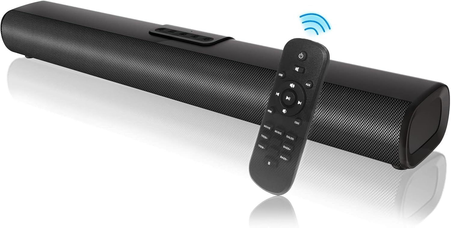 Home Audio Sound Bars for TV, Wireless TV Surround System, Bluetooth Soundbar with Subwoofer, Compact Speaker TV/PC/Projector, Remote Control, Wall Mountable, HDMI/AUX/Coax/USB Inputs (S20L)
