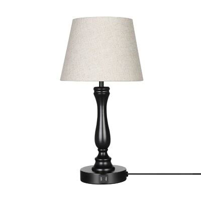 Falkner 19x22 Black Table Lamp with USB Canora Grey