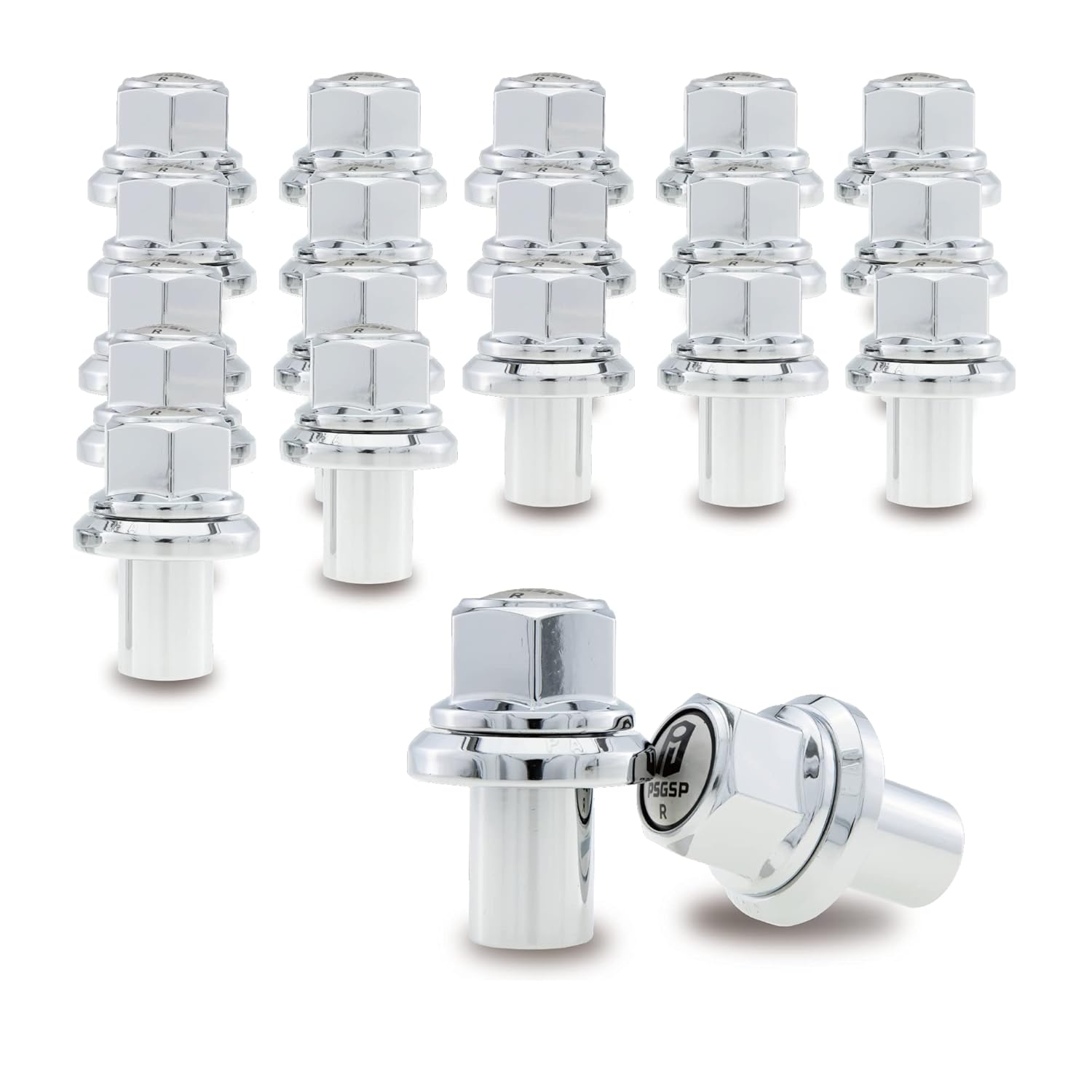 PSGSP Prime Sleeve Wheel Nuts M22x1.5 Chrome for Heavy Duty Truck, Semi Truck, Trailer or Bus Fit Dual or Rear Alcoa Aluminum Wheels with Hub Piloted & Bolt Hole : 26mm -Pack of 20