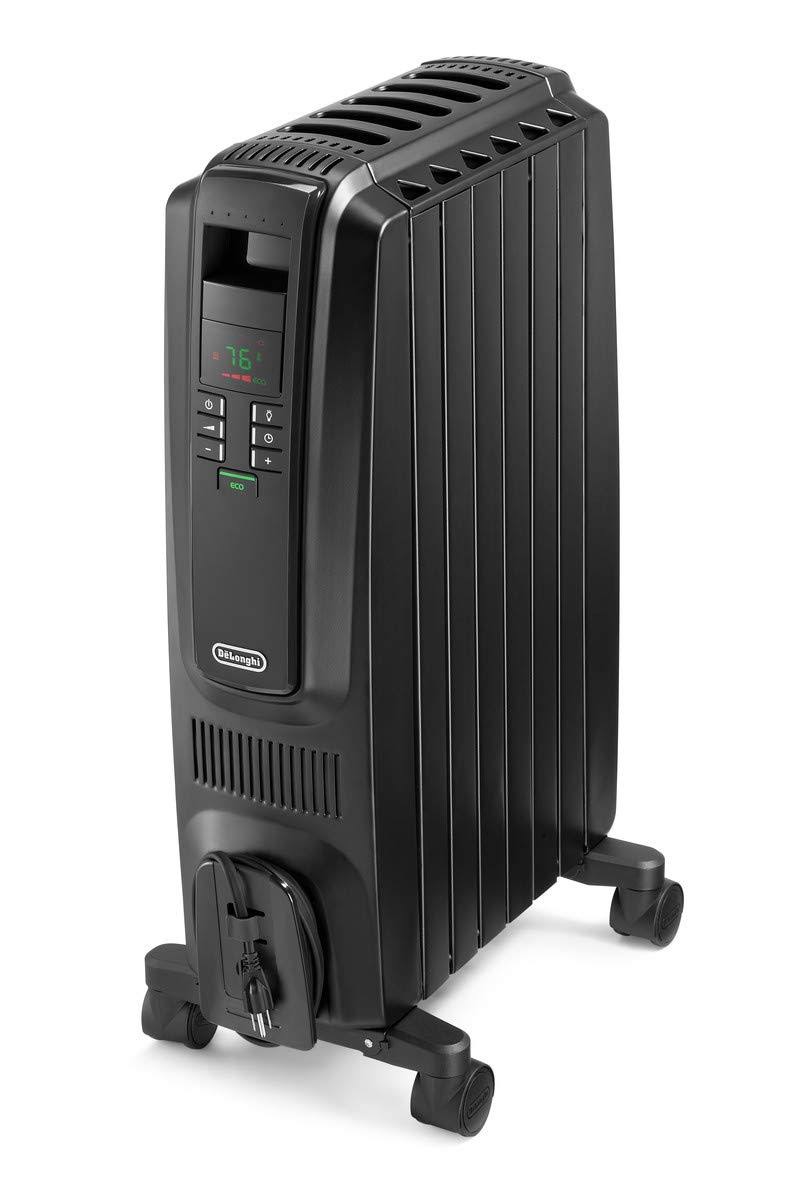 De&Longhi Oil-Filled Radiator Space Heater, Quiet 1500W, Adjustable Thermostat, 3 Heat Settings, Timer, Energy Saving, Safety Fe