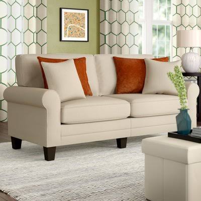 Beachcrest Home Buxton 73x22 Rolled Arm Sofa, Beige