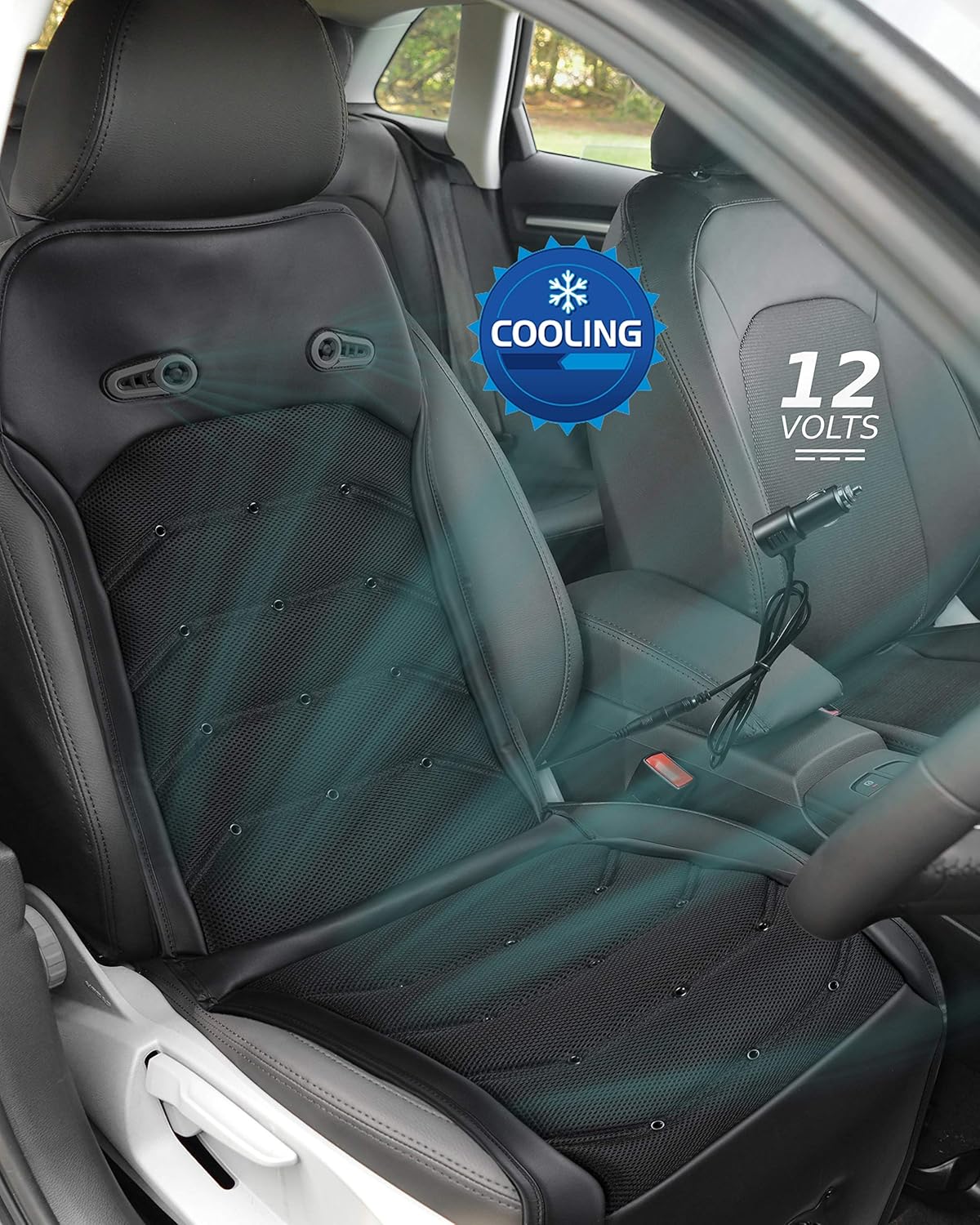 Car Cooling Seat Cushion Cover - 12V Air Ventilated Cooling Seat Cover for Car, Ventilate Breathable Home and Office, Back Comfort, Air Flow Perfect for Intense Summer, Universal Fit, Zento Deals