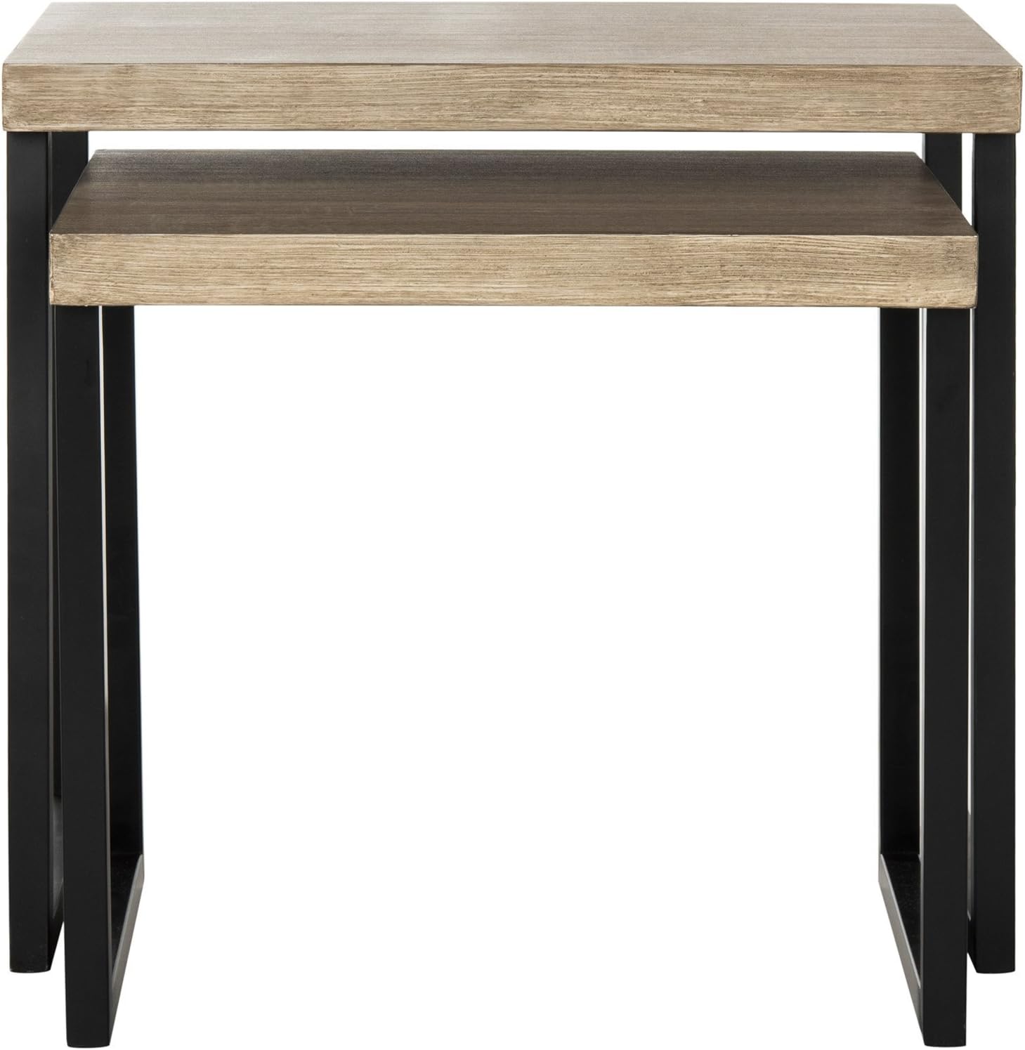 Safavieh Home Collection Femi Modern Nesting Light Oak and Black End Table