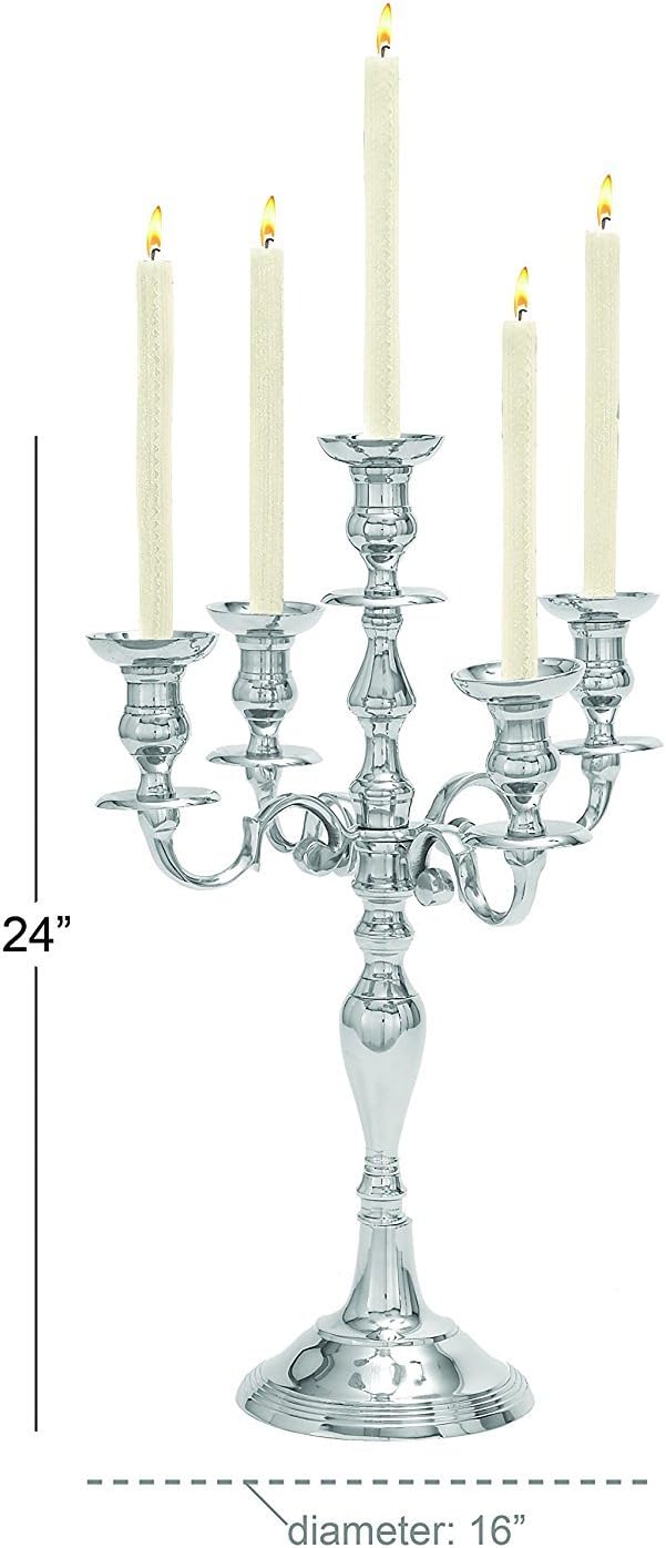Deco 79 Aluminum Candelabra 24 by 16-Inch Pack of 2