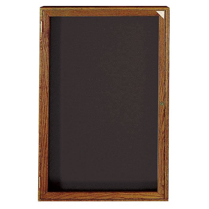 Ghent 36x22 x 30x22 1 Door Enclosed Flannel Letter Board, Black, Wood Frame Walnut Finish (PN13630B-BK)