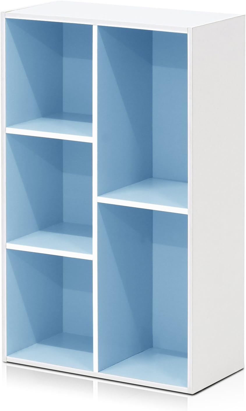 Furinno 5-Cube Reversible Open Shelf, White/Light Blue 11069WH/LBL Pack of 2