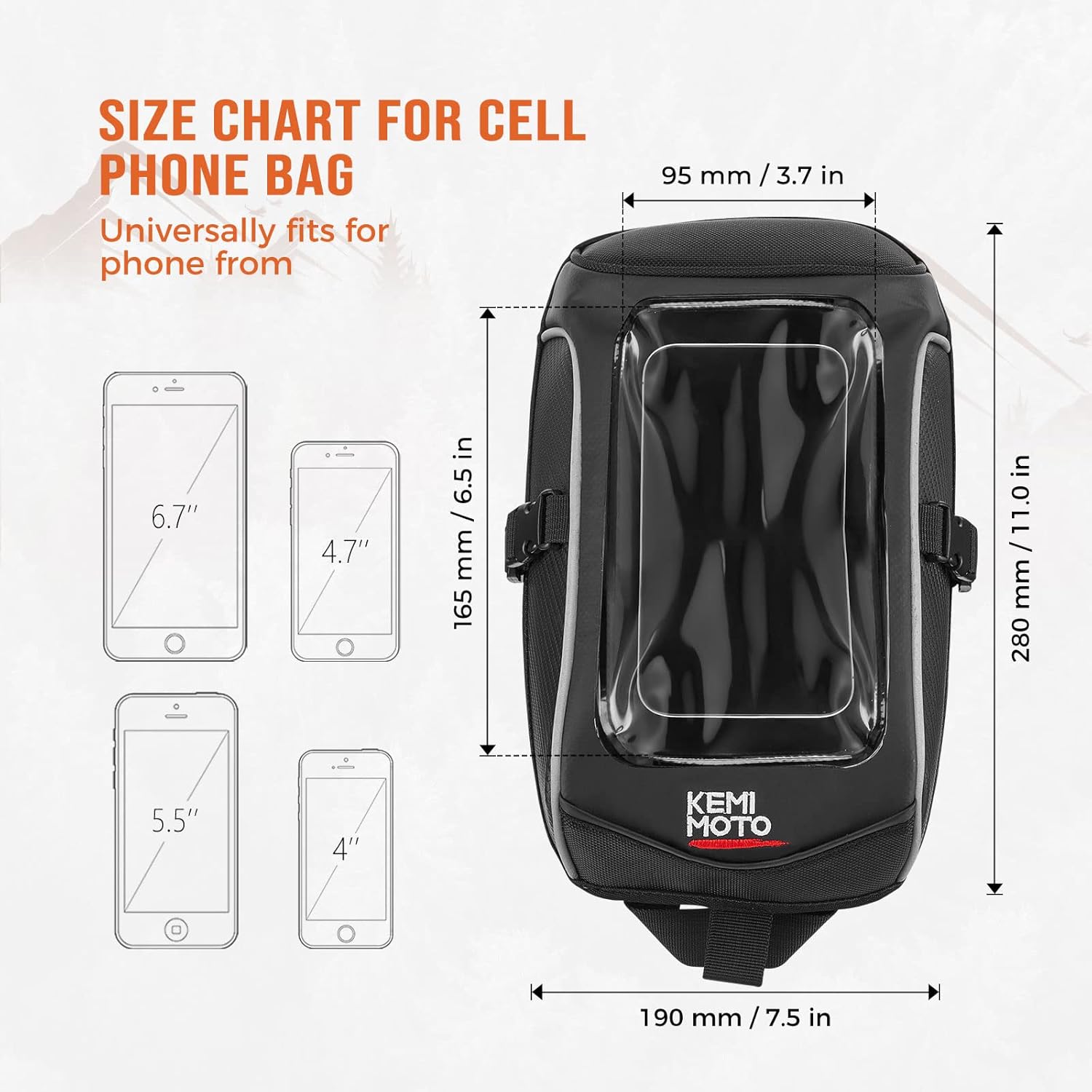 Kemimoto Ryker Tank Bag Waterproof Magnetic Ryker Gas Tank Bag Compatible with Ryker 600 900 Rally Edition Cell Phone Bag Replace 219400762