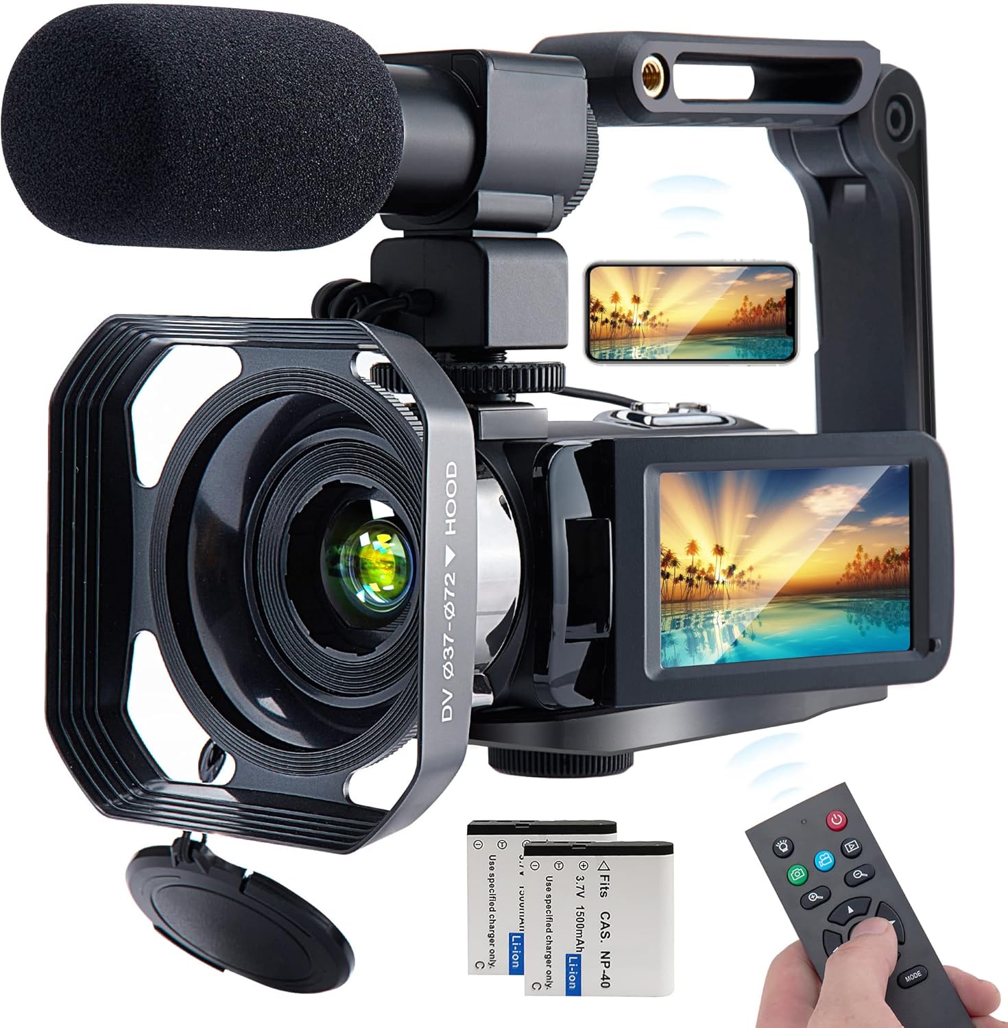 4K Video Camera Camcorder 48MP Digital Camera 18X Zoom WiFi IR Night Version Vlogging Camera Webcam 270°Rotation Camcorder with Multiple Accessories