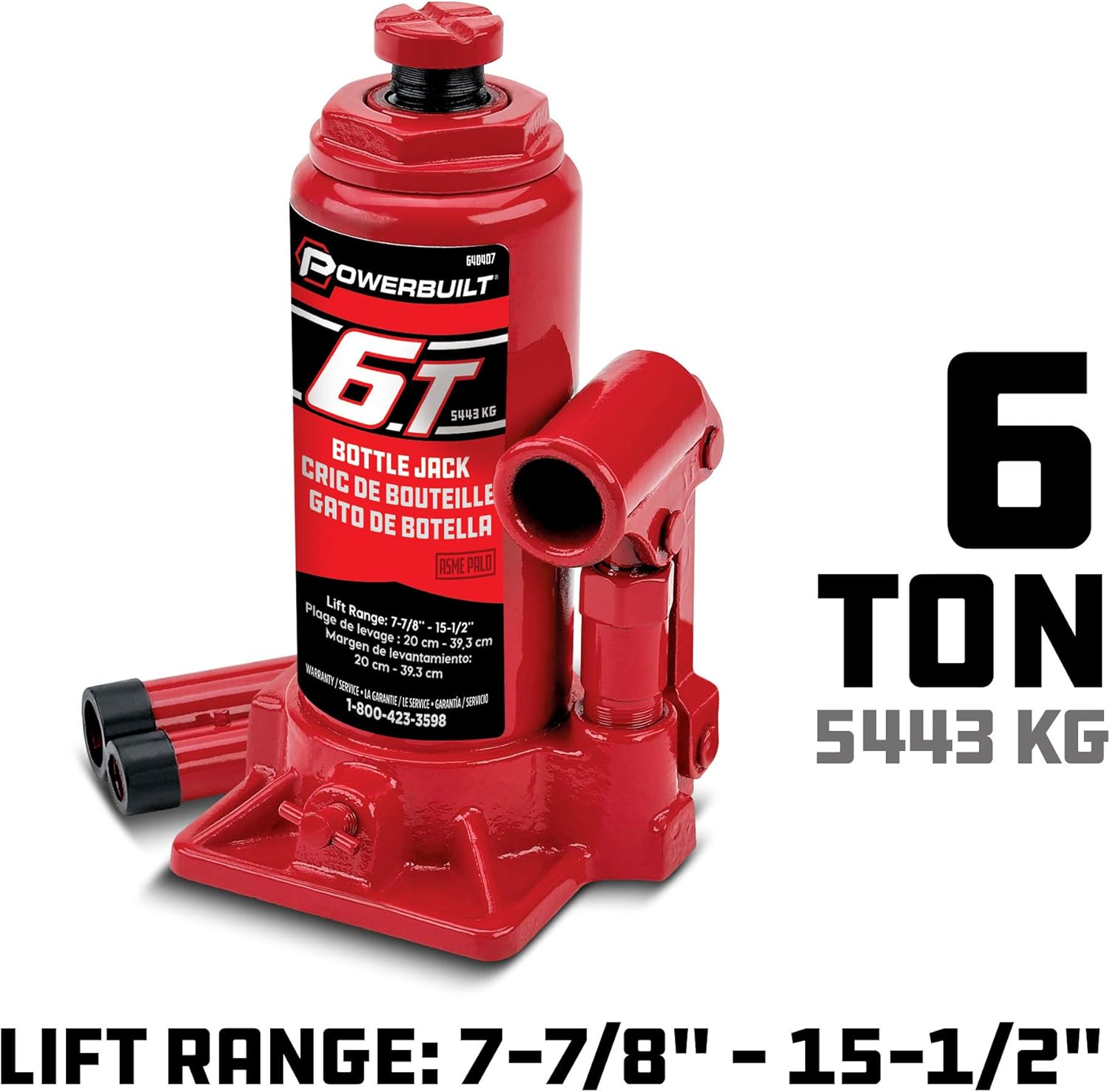 Powerbuilt 640407 Heavy Duty 6-Ton Bottle Jack