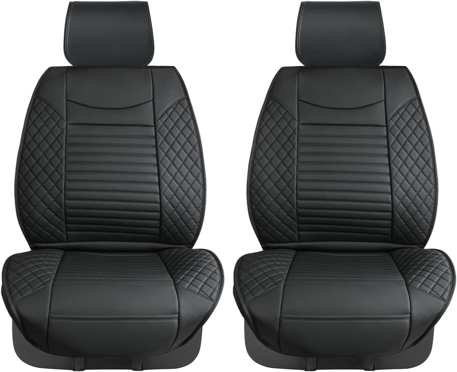 August Auto Car Seat Covers Waterproof Leather Universal for Most Sedan SUV Truck Set of 2 (Black&Cayenne)