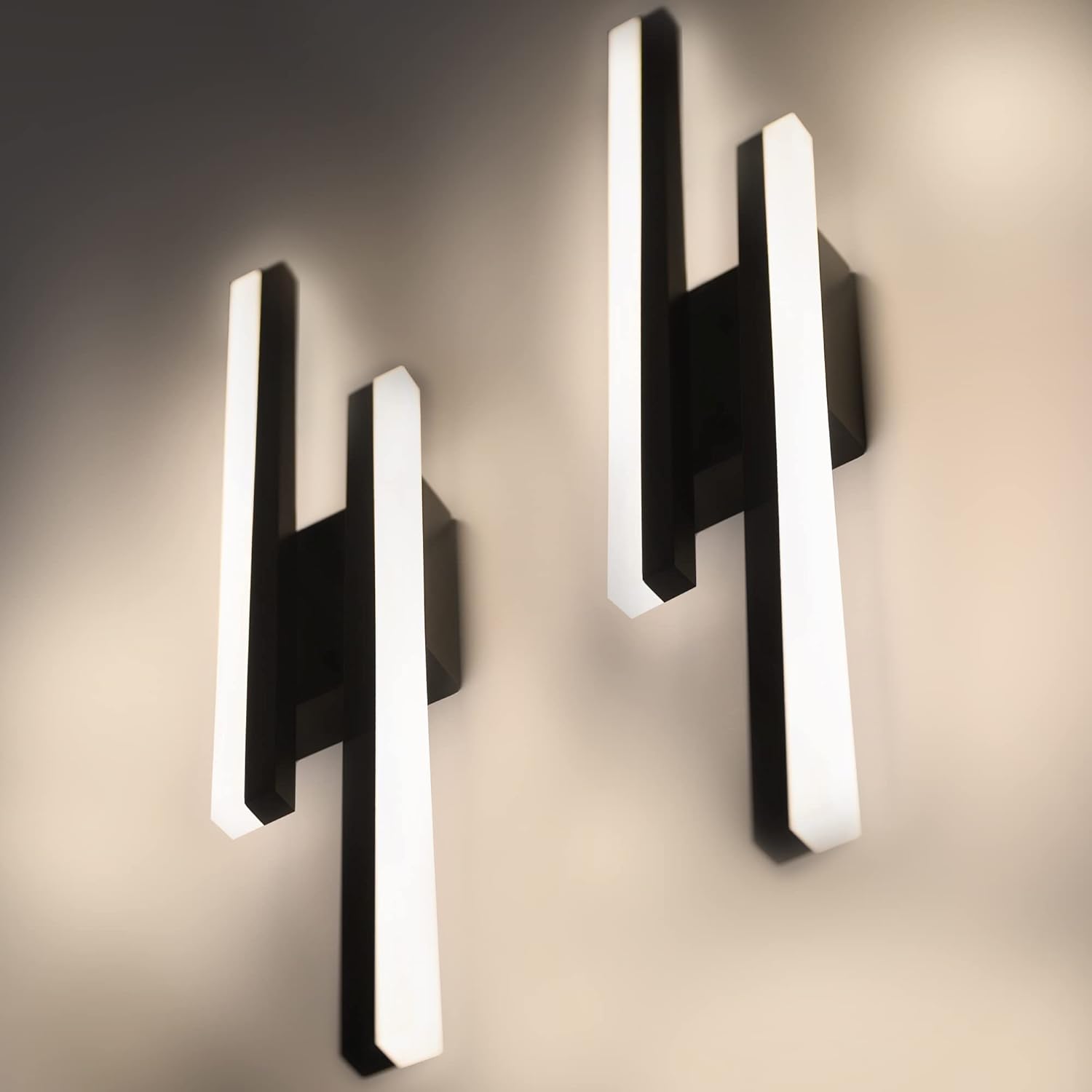 Plug in Wall LED Sconces, Warm White Wall Lights with Plug in Cord, Aluminum Modern Wall Lamp for Bedroom Living Room (2-Pack)