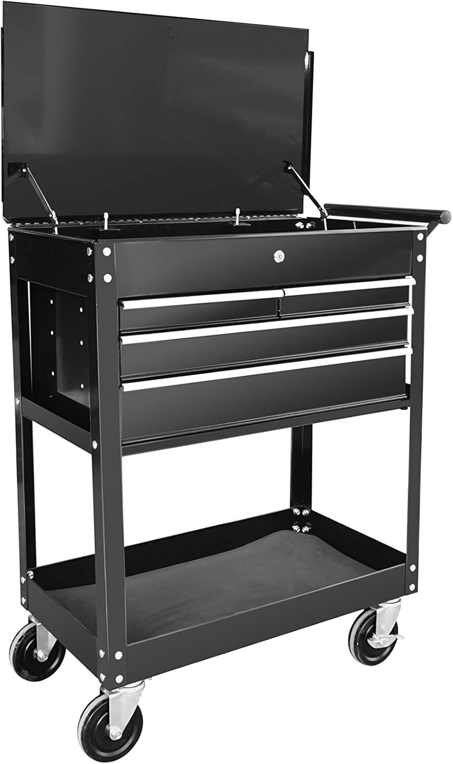 Aain Rolling Tool Cart Cabinet Storage ToolBox Organizer for Mechanic With Drawer&Service Cart with Locking Top, Black