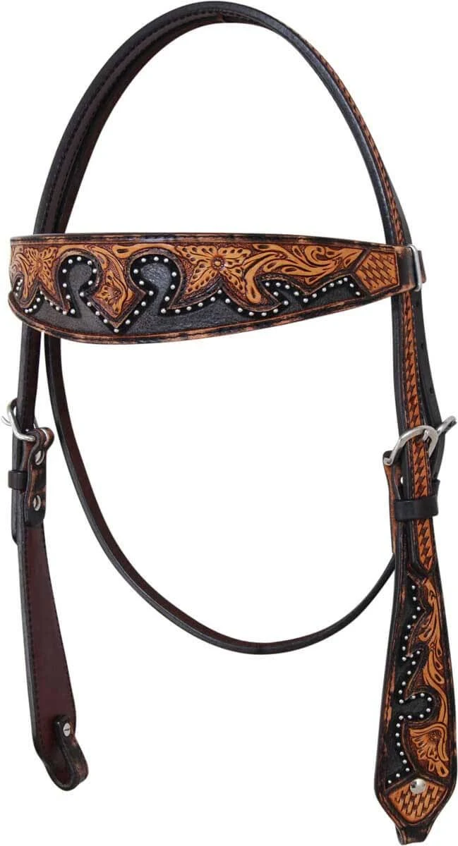 Circle Y Basketweave Browband Headstall Black