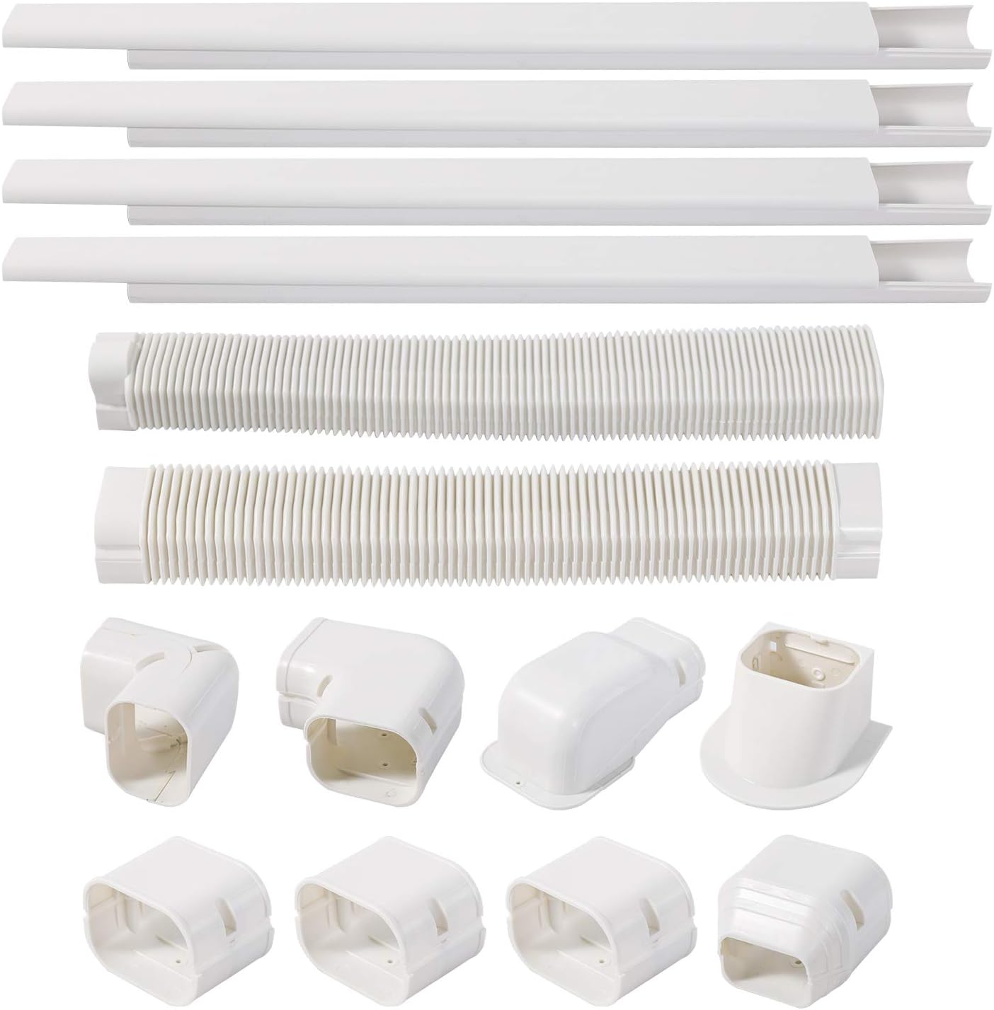TAKTOPEAK 3'' 17 Ft PVC Decorative Line Cover Kit for Ductless Mini Split Air Conditioner,Central AC and Heat Pumps-Full Set, No Other Parts Needed