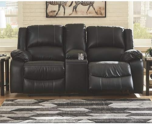 Signature Design by Ashley Calderwell Reclining Loveseat with Console in Black