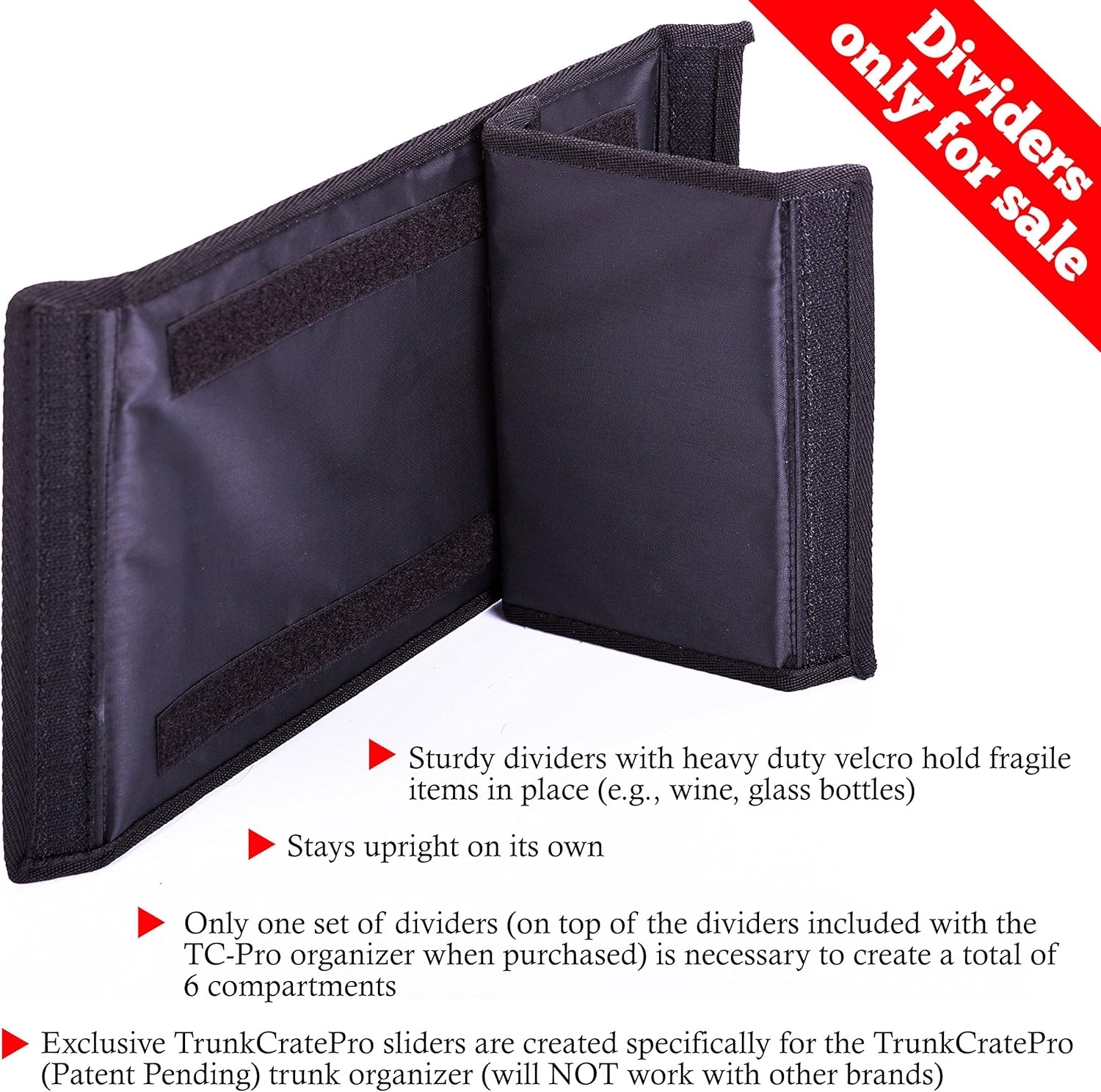 TRUNKCRATEPRO Trunk Organizer Dividers Only - One Set Comes Already Included When You Purchase a Regular TCP Trunk Organizer - Do not fit for The XL Organizer (Black)