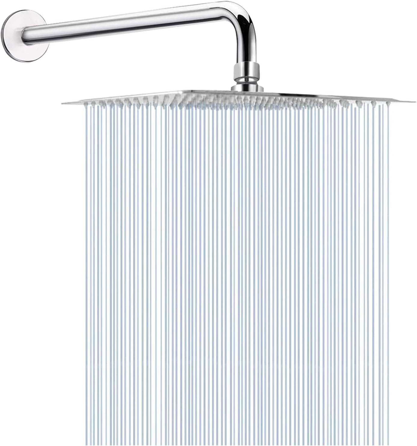 HarJue 12 Inch Rain Shower Head With 15 Inch Extension Arm, Stainless Steel Large Rainfall Showerhead, Luxury Square Shower Head-Waterfall Full Body Coverage-Easy to Install (Oil Rubbed Bronze Black) Pack of 2