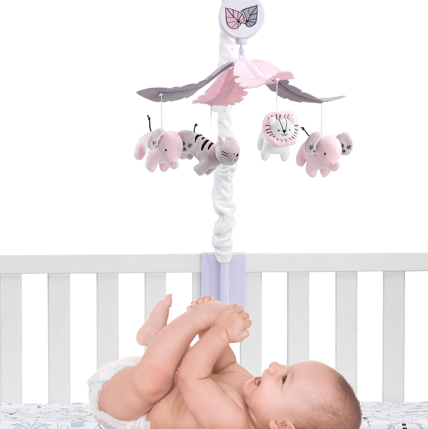 Lambs & Ivy Happy Jungle Musical Baby Crib Mobile Safari Animals Soother Toy Pack of 2