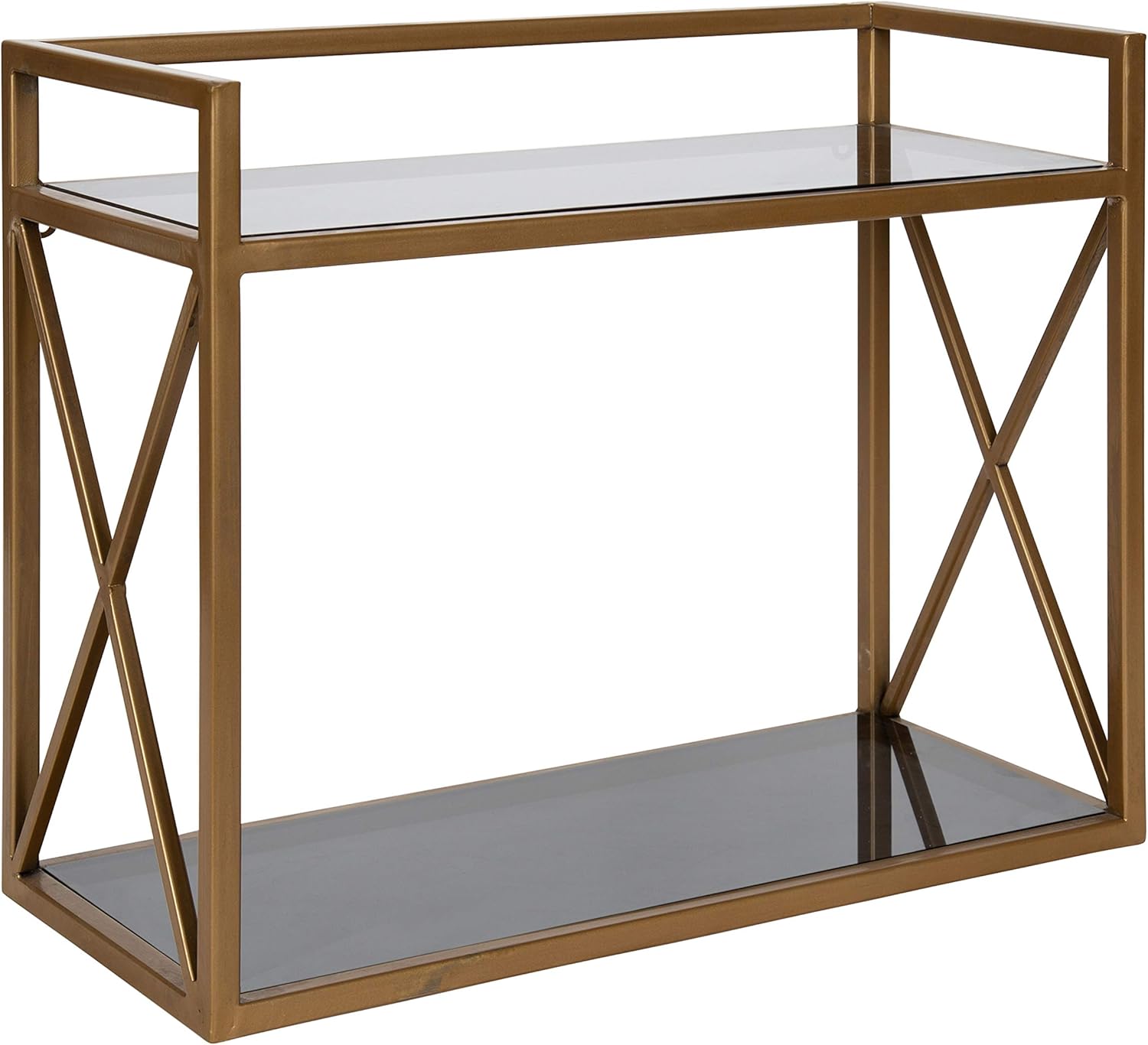 Kate and Laurel Blex Glam Wall Shelf, 24 x 8 x 3, Gold, Chic Floating Shelf for Wall Display and Storage Pack of 2